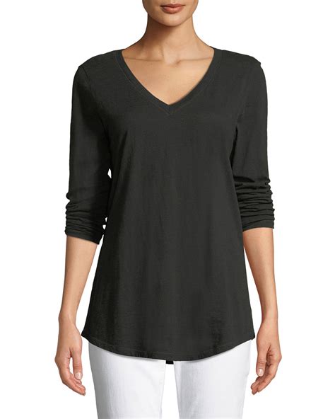 Eileen Fisher V Neck Organic Cotton Jersey Slub Top And Matching Items