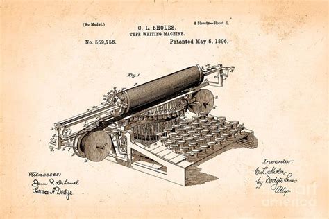 Type Writing Machine Patent From 1896 By Delphimages Photo Creations