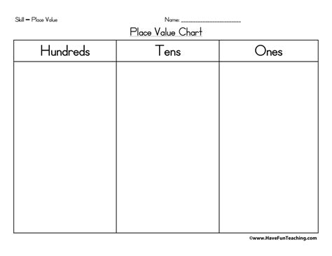 Hundreds Tens Ones Place Value Chart By Teach Simple