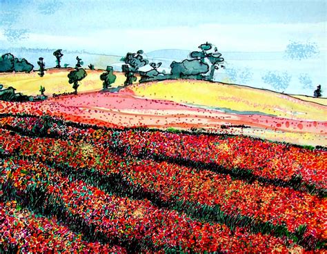 Terrys Ink And Watercolor Flower Fields