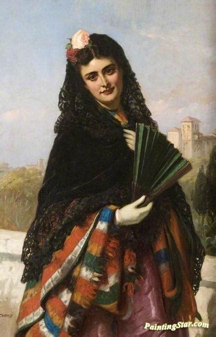 Spanish Lady With A Fan Artwork By John Bagnold Burgess Oil Painting