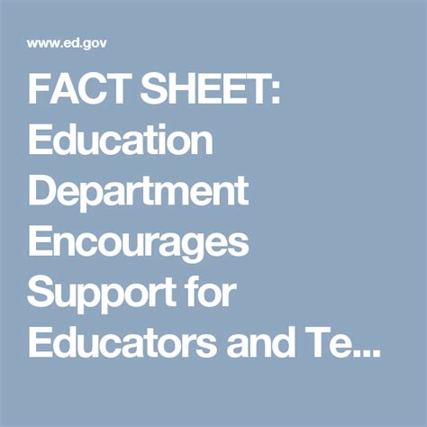 Fact Sheet Education Department Encourages Support For Educators And