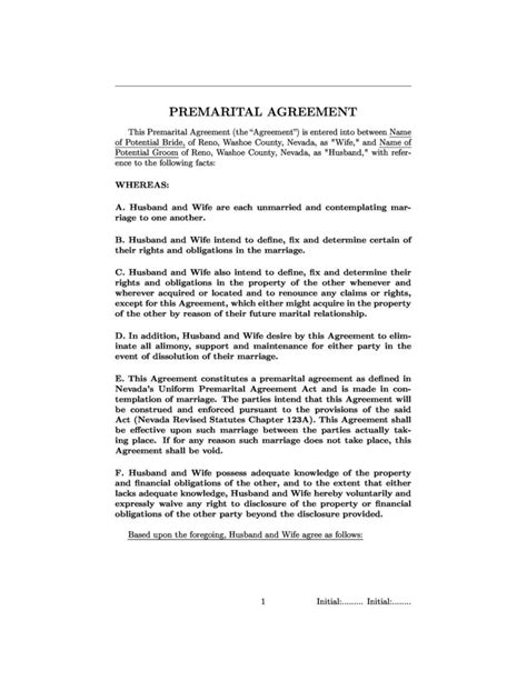 30 Simple Prenuptial Agreement Templates Prenup Examples