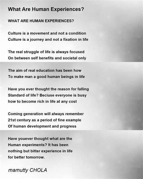 What Are Human Experiences What Are Human Experiences Poem By