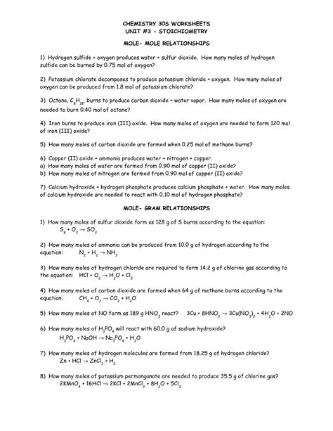 Which jar contains the most atoms?2.if each jar below contains exactly one mole of each . 11 Best Images of Stoichiometry Worksheet Answer Key ...