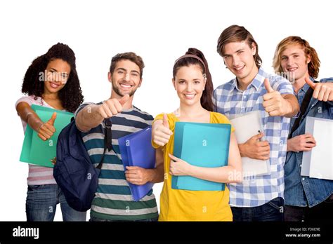 Happy Students Gesturing Thumbs Up Hi Res Stock Photography And Images