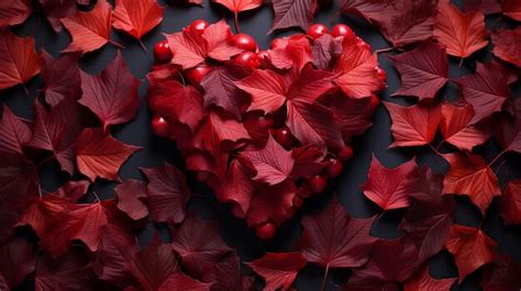 Premium Ai Image Autumn Red Maple Leaf Heart Love