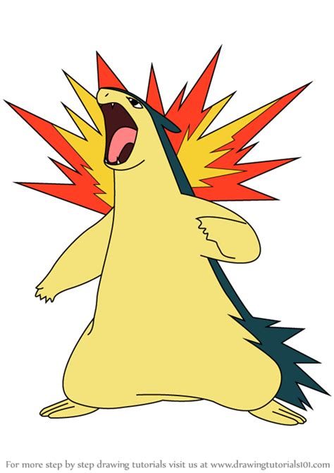 Learn How To Draw Typhlosion From Pokemon Pokemon Step By Step