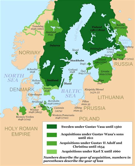 Map Of The Swedish Empire And Its Various Conquests Vivid Maps