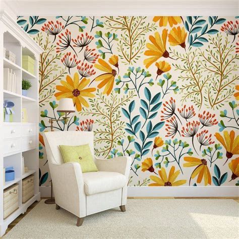 Removable Wallpaper Colorful Floral Wallpaper Peel And