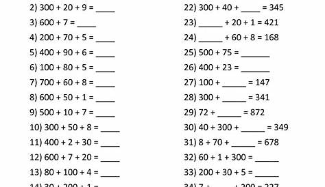 place value worksheets to hundreds