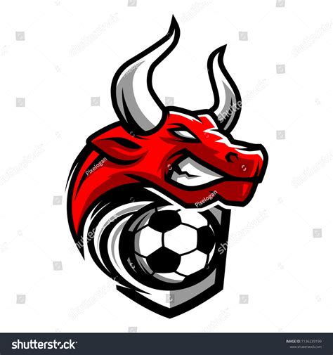 Football Bull Team Logo Stock Vector Royalty Free 1136239199