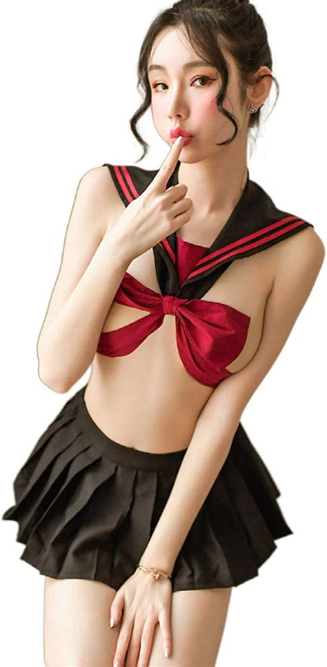 Sexy Cosplay Dessous Für Damen Japanisches Anime Design Schleife Spitze Schulmädchen Uniform