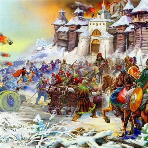 Russian Soldiers Battling Against Mongol Warriors Imperio Mongol