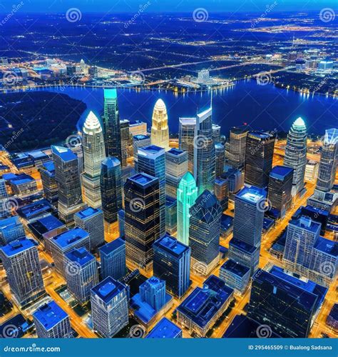 Aerial View of NC Skyline and Financial District in North Carolina a