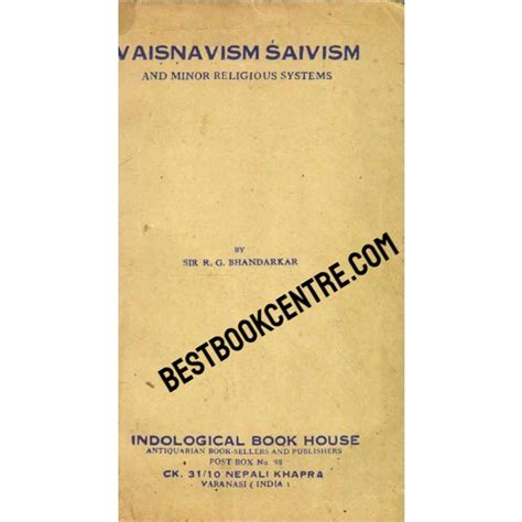 Vaisnavism Saivism And Minor Religious Systems Book At Best Book Centre