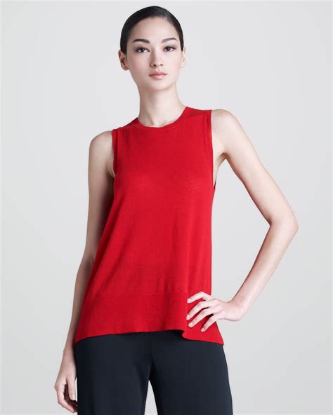 Lyst Donna Karan Cashmere Sleeveless Top In Red