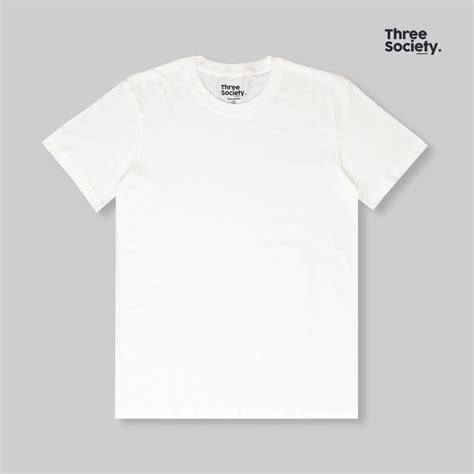 Jual Three Society Basic T Shirt White Kaos Polos Baju Putih Tee