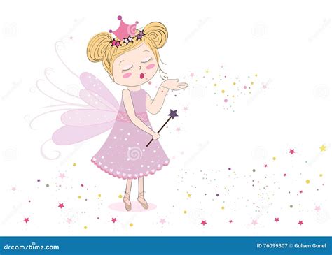 Cute Fairy Tale Sending Fairy Dust Cartoon Vector