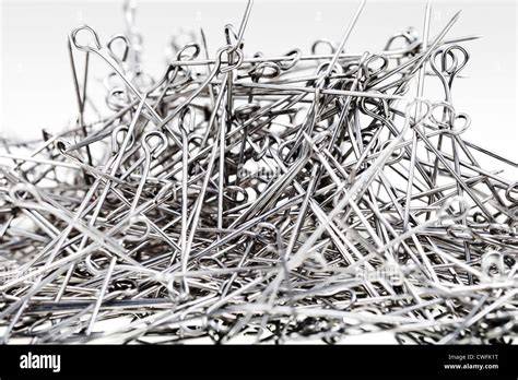 Many Steel Tailors Pins Close Up Stock Photo Alamy