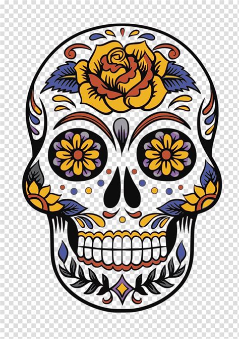 Multicolored Sugar Skull Illustration Calavera Day Of The Dead Death