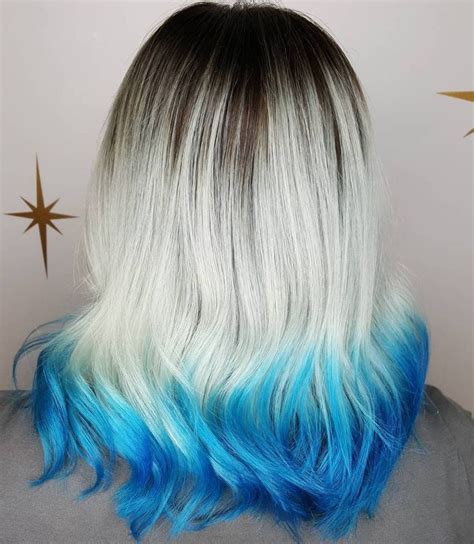 40 Fairy Like Blue Ombre Hairstyles Blonde Dip Dye Blue Tips Hair