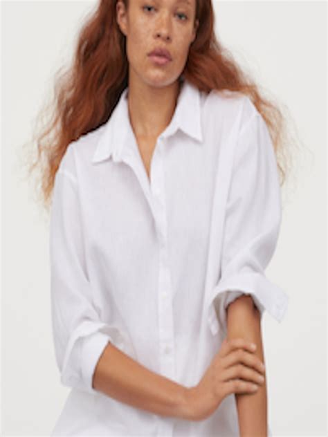 Buy Handm Women White Regular Fit Solid Casual Shirt Shirts For Women