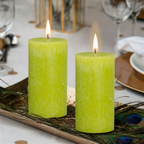Rustic Lime Green Pillar Candles Modern 275x5 Unscented Etsy