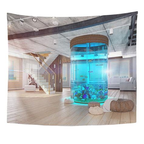 Zealgned Luxury White Cylinder The Modern Loft Interior Aquarium 3d