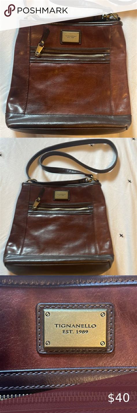 Tignanello Italian Brown Classic Leather Bag Excellent Condition In