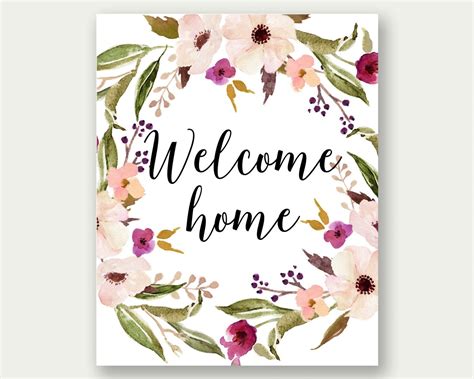 Welcome Home Printable Welcome Home Wall Art Welcome Home Etsy