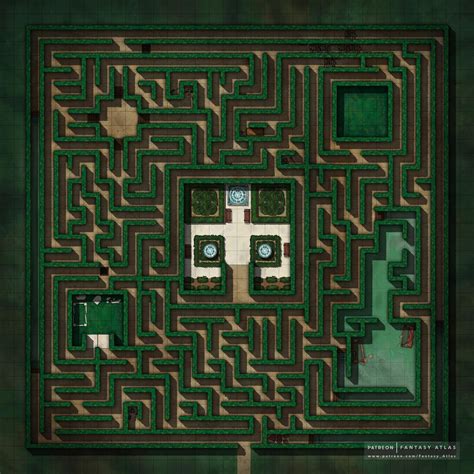 36x36 2448 X 2448 Hedge Maze Battlemap Rfantasymaps
