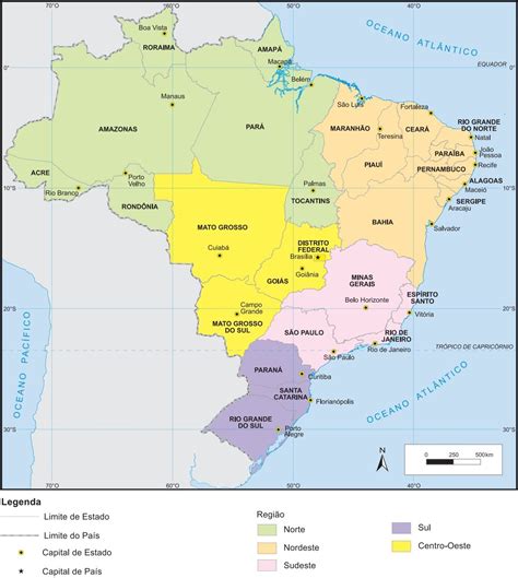 Brasil - Grandes Regiões IBGE | Brasilia capital, Mapa brasil, Mapa brasil regiões