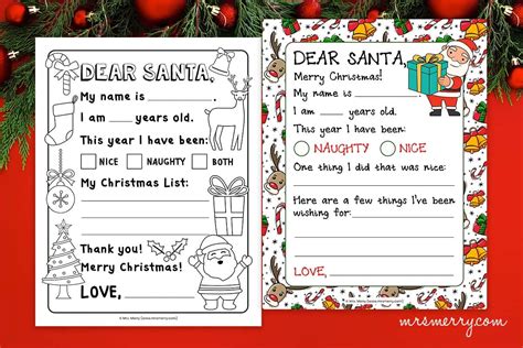 Letter From Santa Template Free Printable Black And White