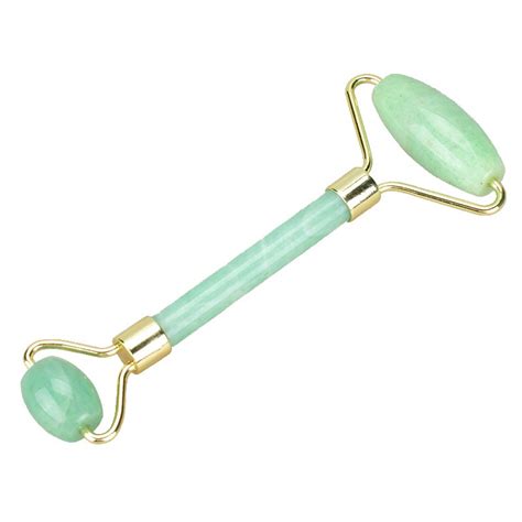 Double Head Massager Rollers For Face Green Aventurine Jade Facial Massage Roller Anti Cellulite