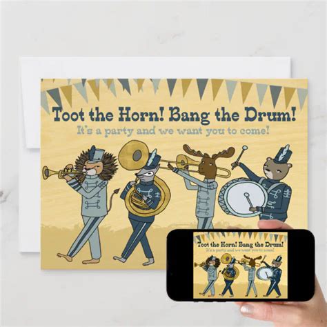 Toot The Horn Marching Band Birthday Invite Zazzle