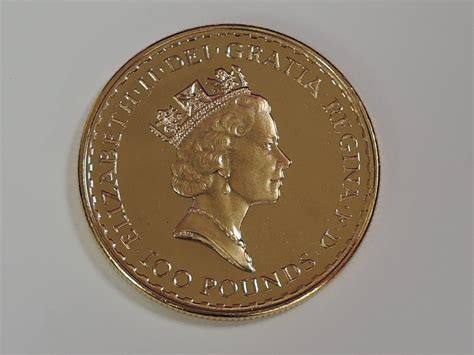 A Gold 1oz 1988 Great Britain Britannia 100 Pound Coin In Plastic Case