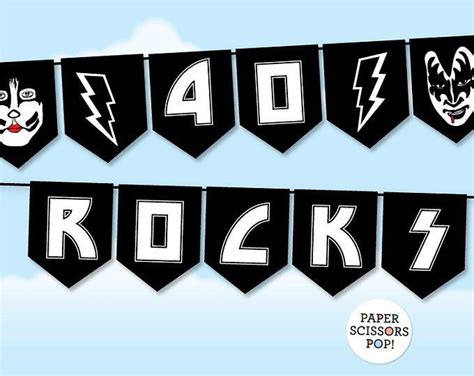 Born To Rock Banner Rock N Roll Party Banner Template Etsy 40th