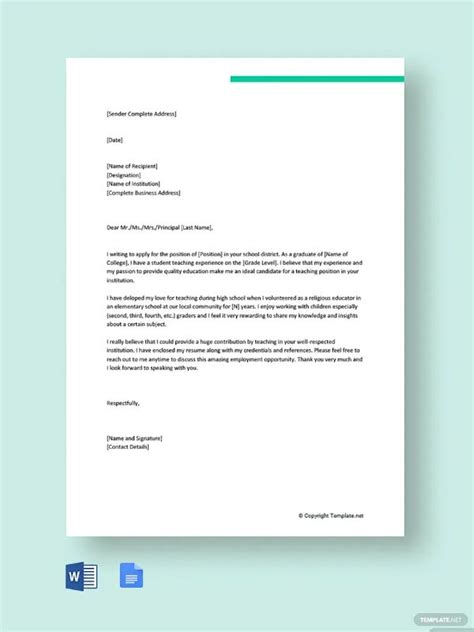 27 Teacher Cover Letter Templates Word Pdf