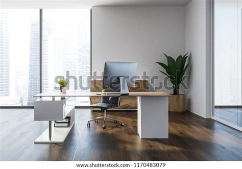 Modern Manager Office Interior Wooden Floor Stock Illustration