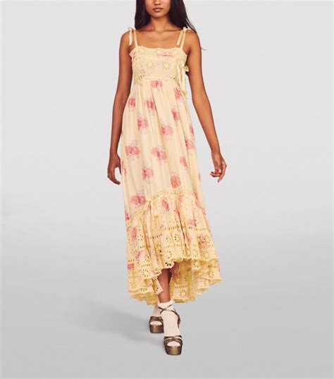 LoveShackFancy Yellow Floral Vivi Midi Dress Harrods UK