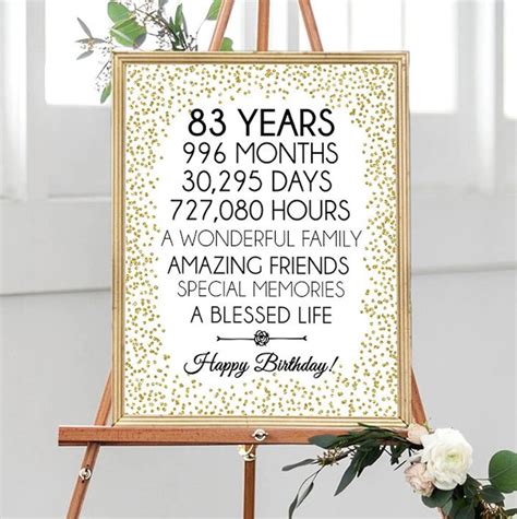 Happy 83rd Birthday 8x10 16x20 Cheers To 83 Years 83rd Etsy