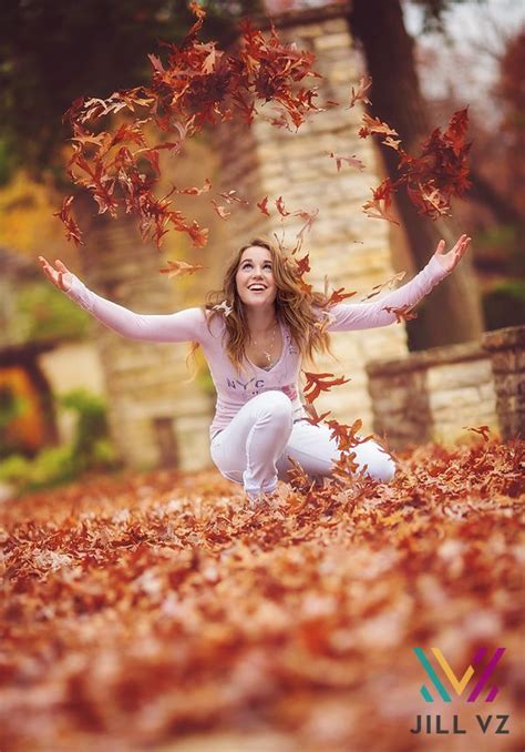 Senior Portrait Photo Picture Idea Girls Fall Tossing Leaves