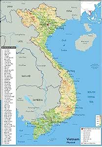 Mappa Fisica Del Vietnam Carta Laminata Formato A X Cm