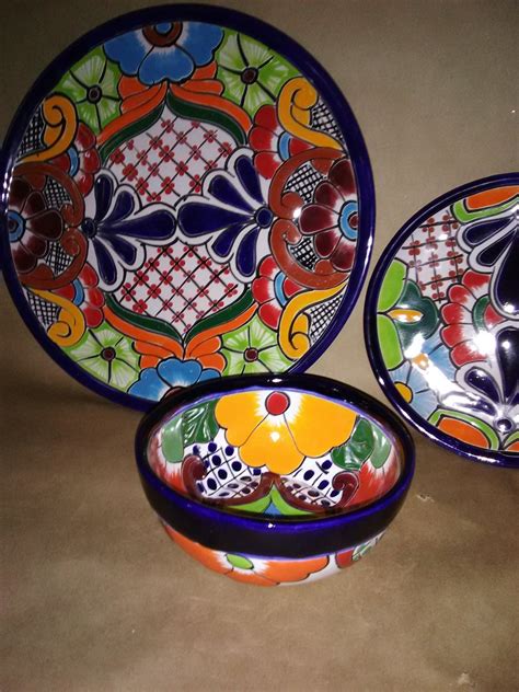 12 Piece Talavera Dinnerware Plate Setting For 4 Colorful Etsy
