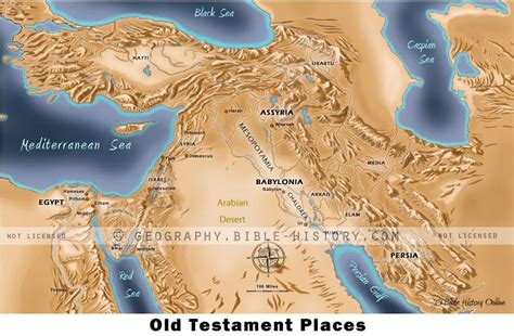 Old Testament Places Topo Color Map 72 Dpi 1 Year License Bible