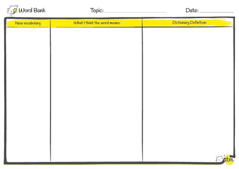 Word Bank Chart Teaching Resources
