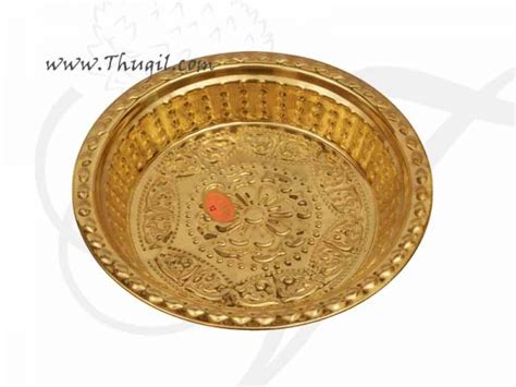 Brass Pooja Plate Thambalam Thattu Offering Plates Buy Now 10 Inches