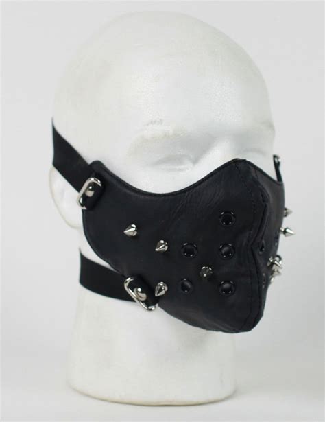 Punk Rivet Black Leather Half Face Mask Punk Costume Fashion Mask