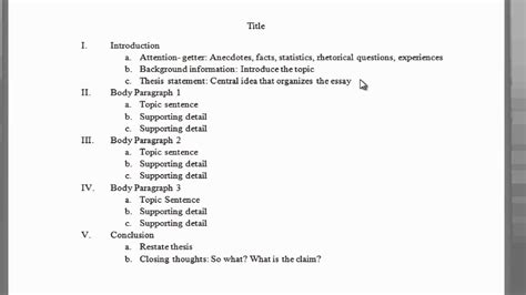 For me, this is the goal and message of the story. 5 Paragraph essay outline - YouTube